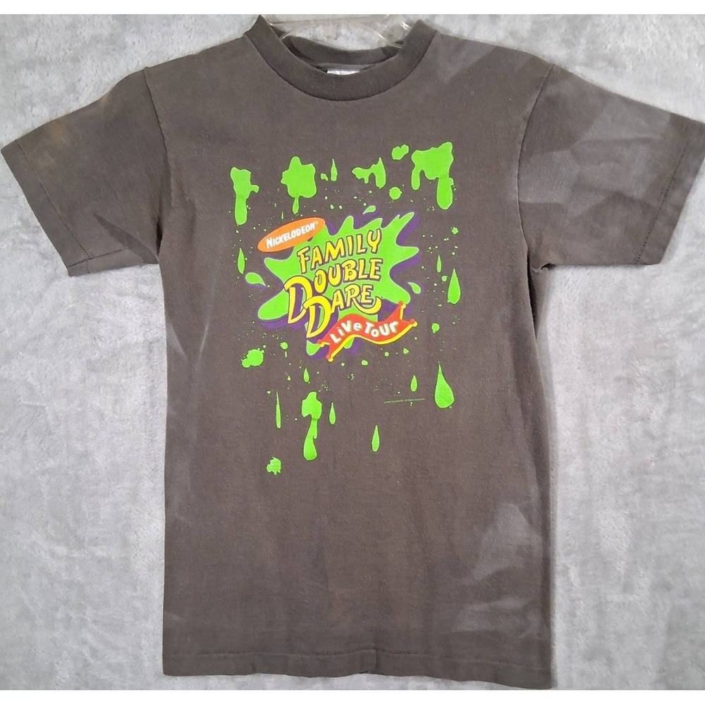 VTG 90s Nickelodeon Family Double Dare Live Tour Shirt Youth L AnvilUSA thrashed